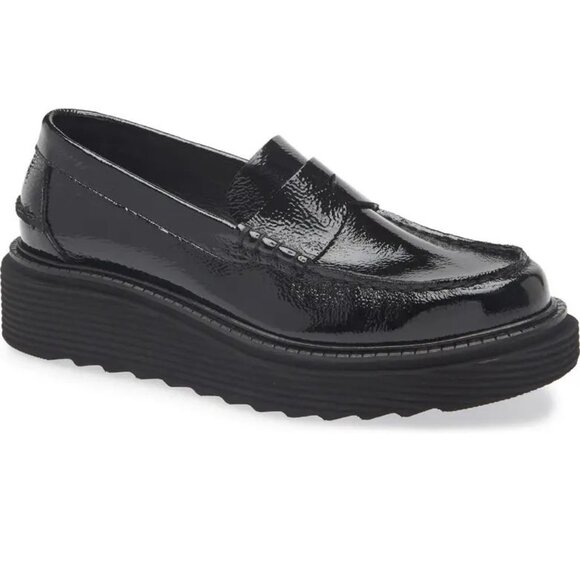 Pedro Garcia Sloan Platform Penny Loafers EU 39 9 Black Patent Leather NEW $660 - Picture 4 of 16